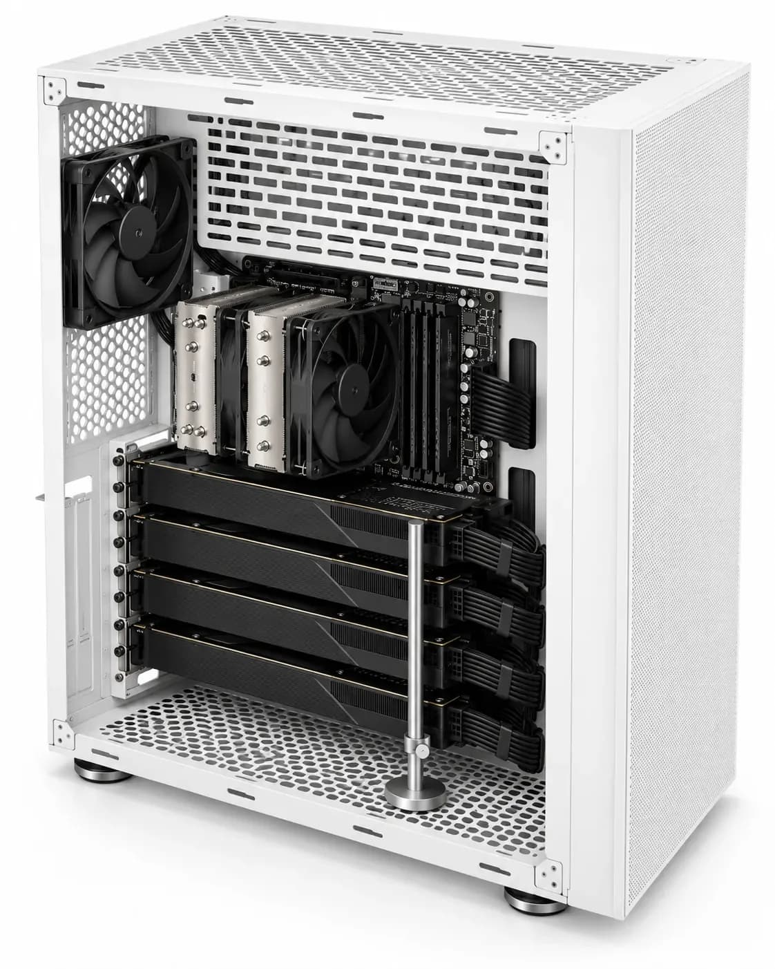 نمای سهرخ بدنه و فضای داخلی کیس سفید Full AirFlow